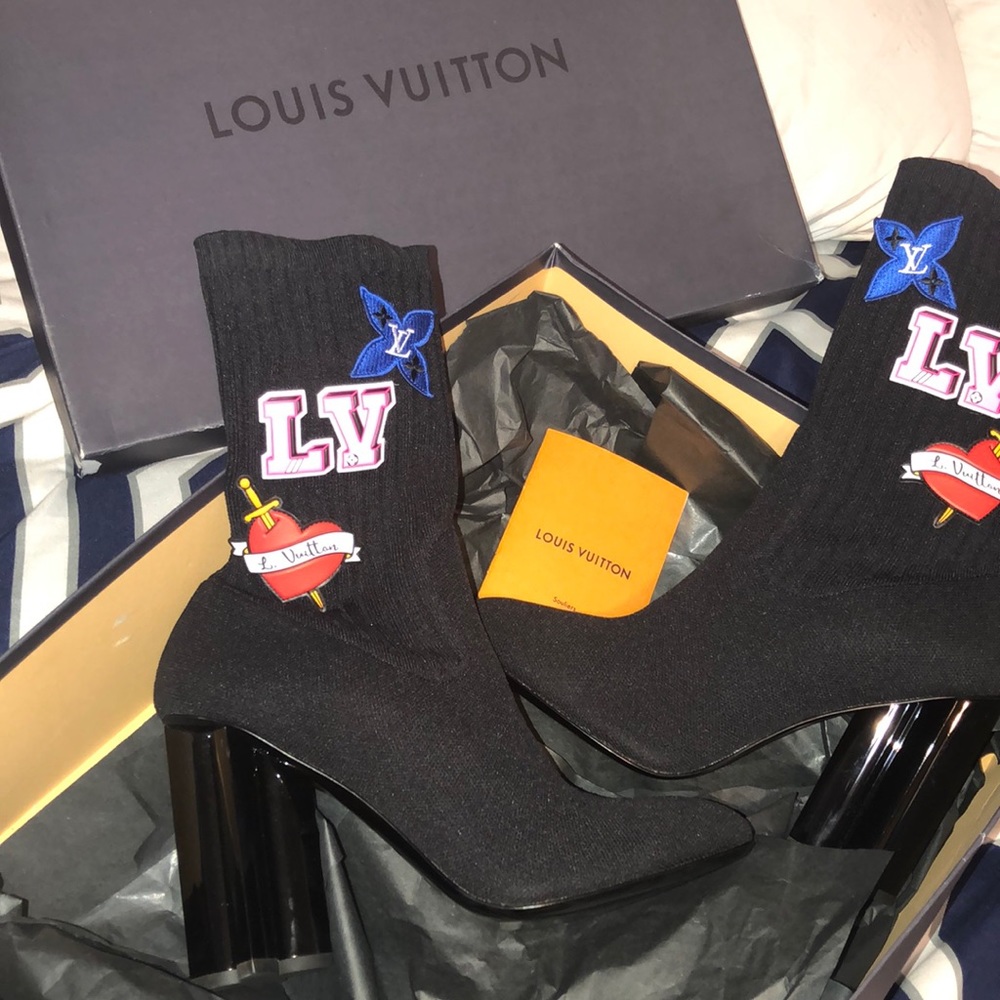 LV Black Heart Ankle Boot